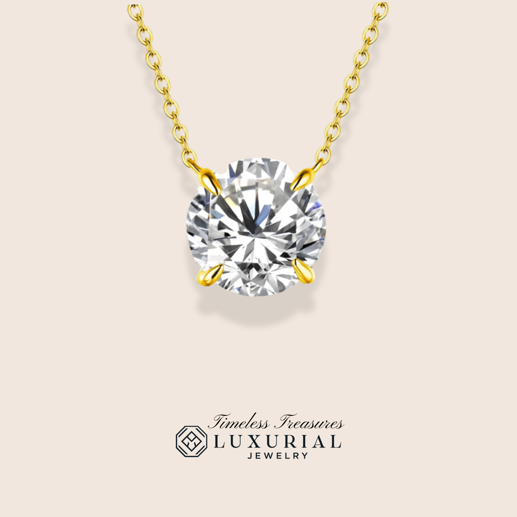 1CT Round Moissanite Pendant Necklace