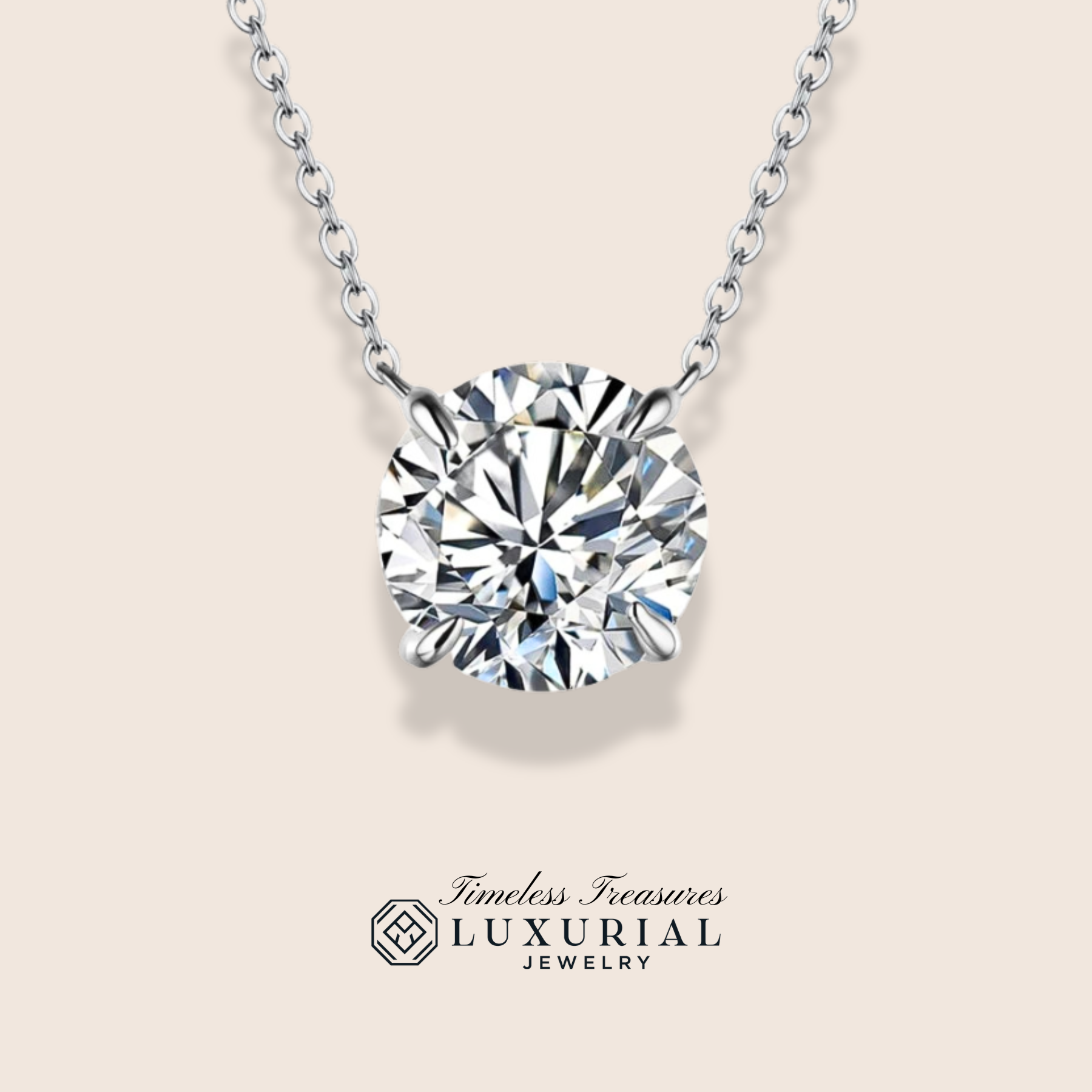 1CT Round Moissanite Pendant Necklace