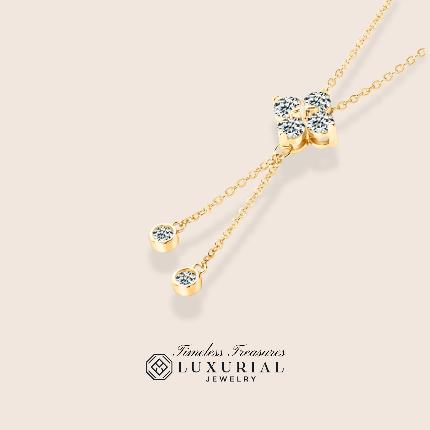 Clover Pendant 4mm and 3mm Moissanite Necklace