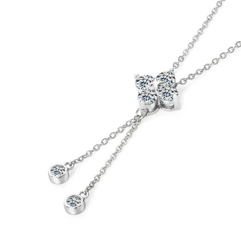 Clover Pendant 4mm and 3mm Moissanite Necklace