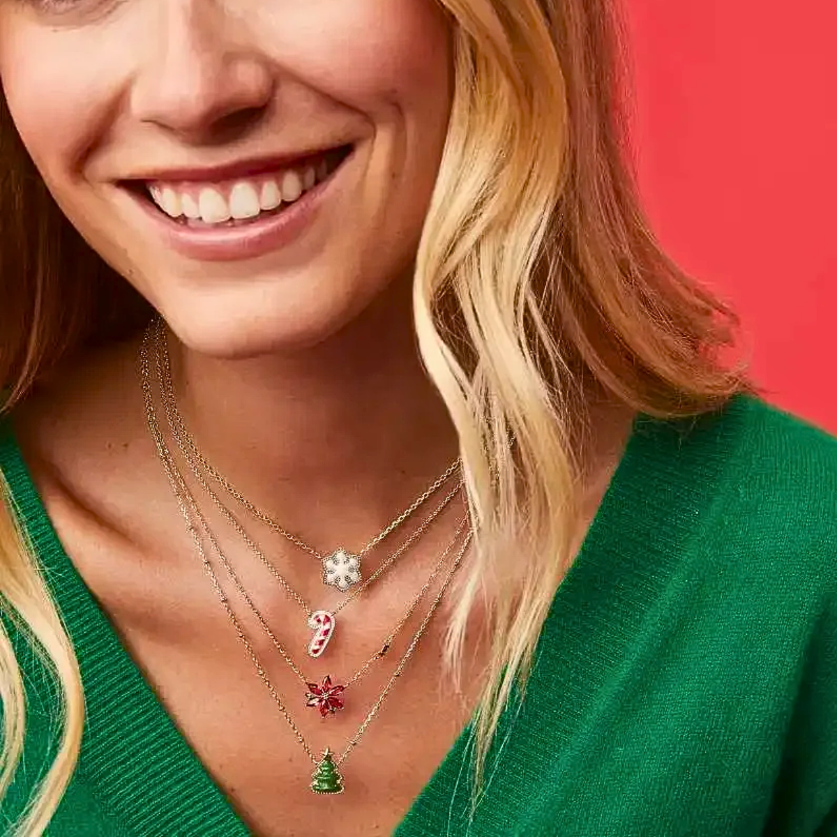 Kendra Scott Christmas Pendant Necklace – Candy Cane, Snowflake & Christmas Tree Charms