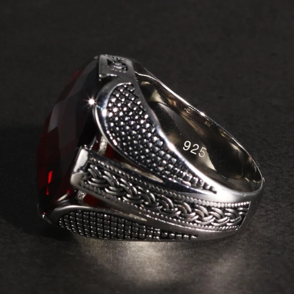Men's Vintage Silver Zircon Ring