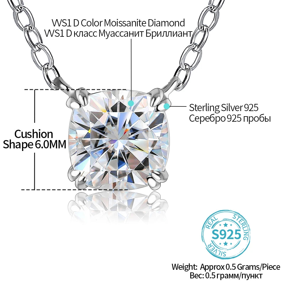 Cushion Cut Moissanite Pendant