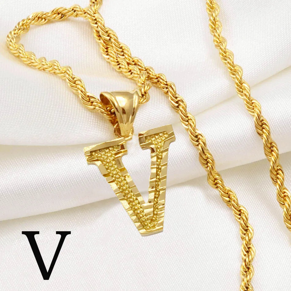 Gold Plated Initial Letter Necklace