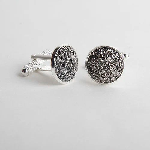 Rhinestone Round Cufflinks