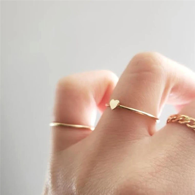Heart Stacking Ring – 14K Gold Filled Minimalist Knuckle Ring | Boho Chic