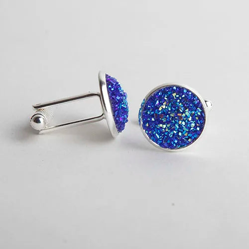 Rhinestone Round Cufflinks
