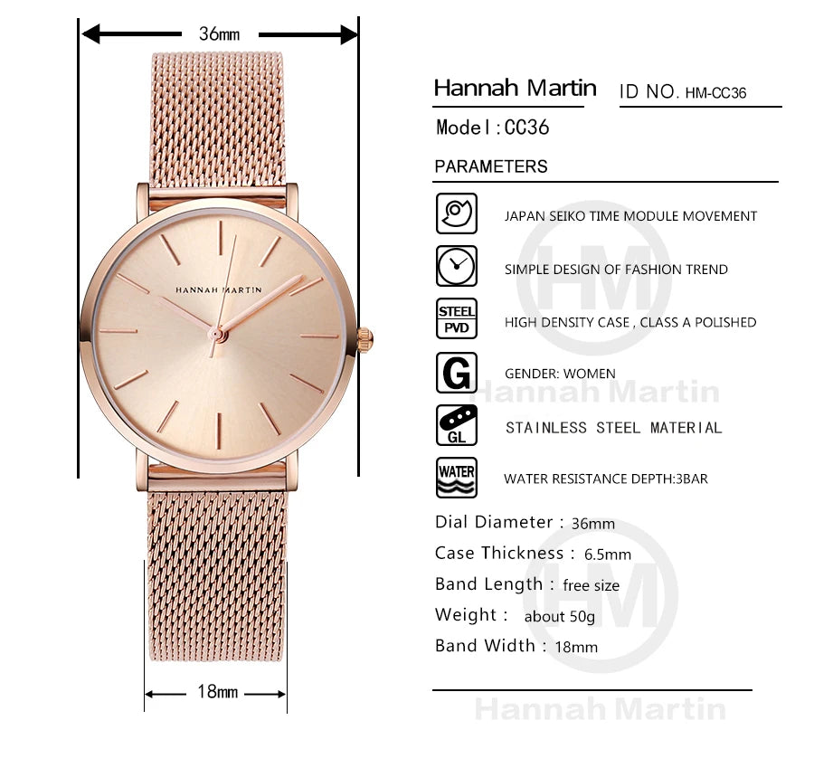 Luxury Women’s Waterproof Watch Japanese quartz movement
