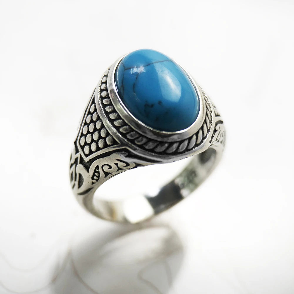 Oval Blue Lucky Sterling Ring