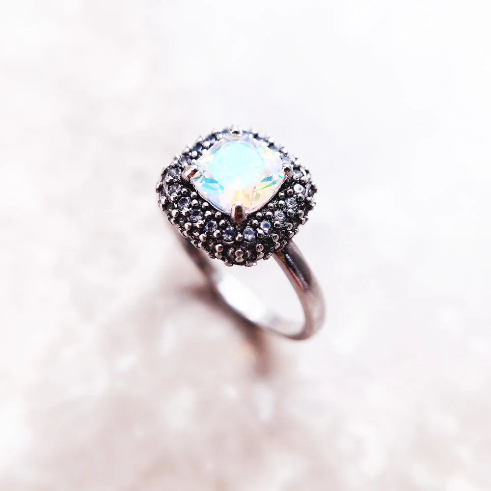 Iridescent Zircon Silver Ring