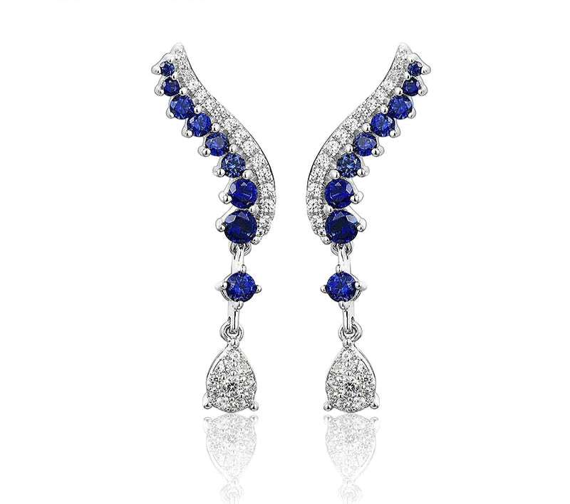 Blue Sapphire 925 Silver Drop Earrings