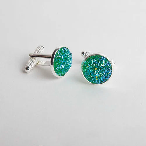 Rhinestone Round Cufflinks
