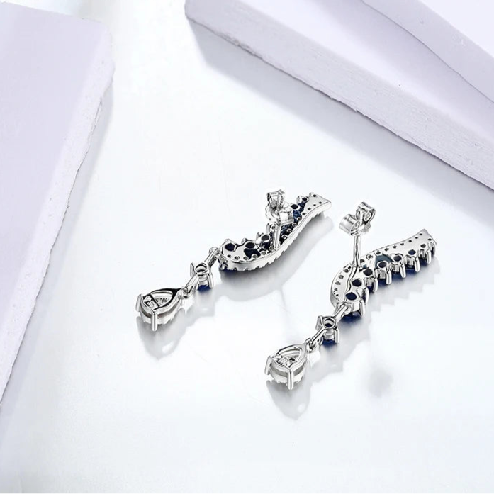Blue Sapphire 925 Silver Drop Earrings