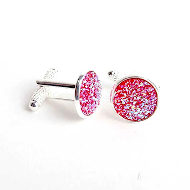 Rhinestone Round Cufflinks