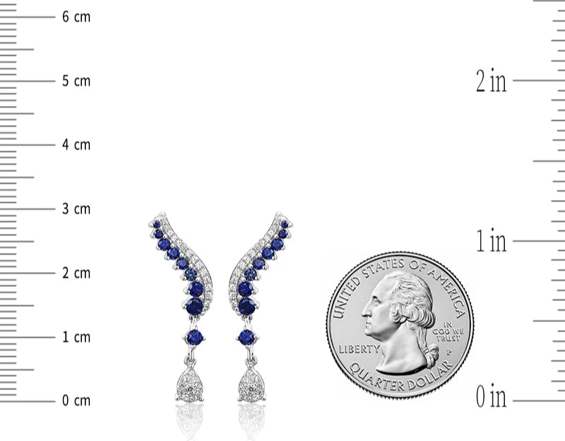 Blue Sapphire 925 Silver Drop Earrings