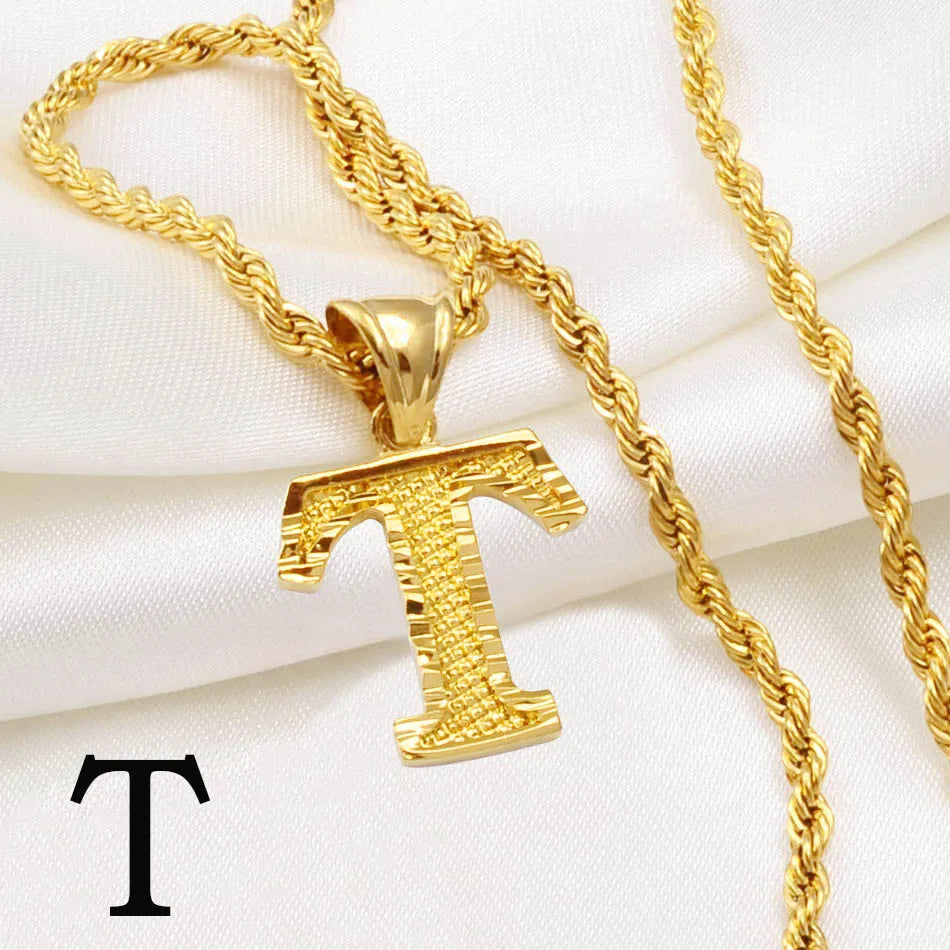 Gold Plated Initial Letter Necklace
