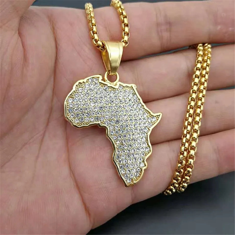 Gold African Map Pendant