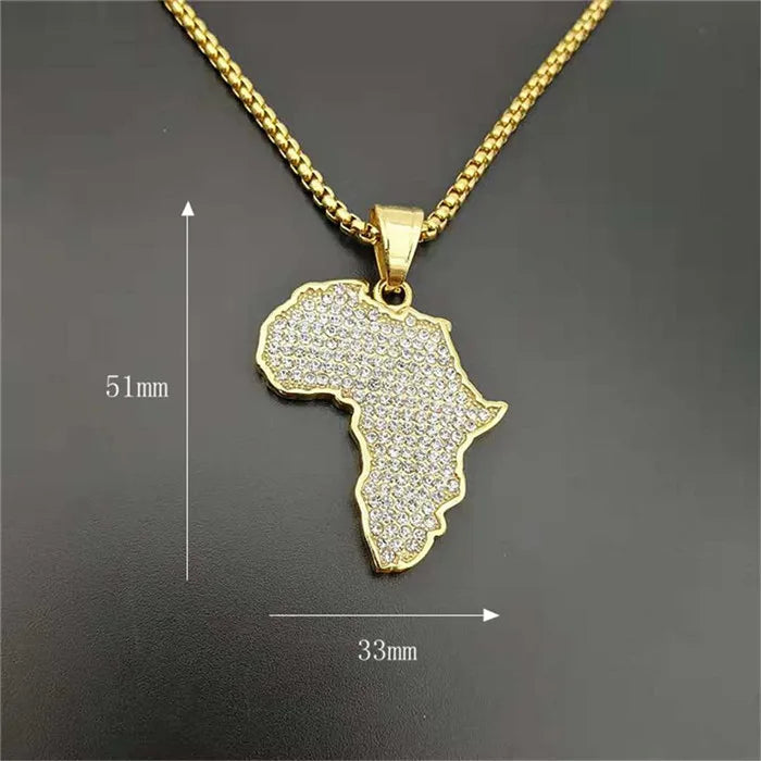 Gold African Map Pendant