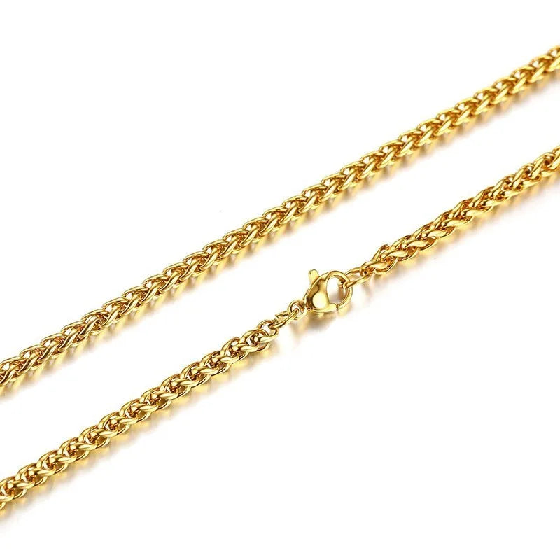Luxury Gold Plated Wheat Chain Necklace for Men & Women