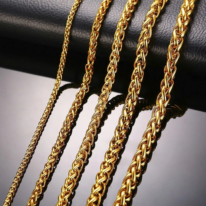 Luxury Gold Plated Wheat Chain Necklace for Men & Women
