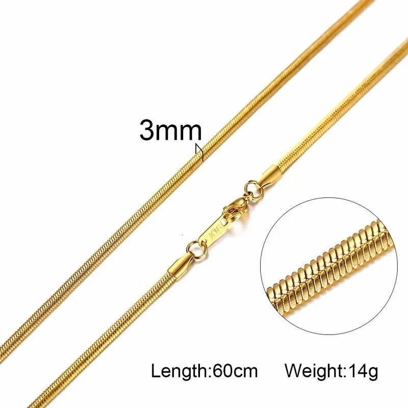 Gold Snake Chain Necklace for Men & Women