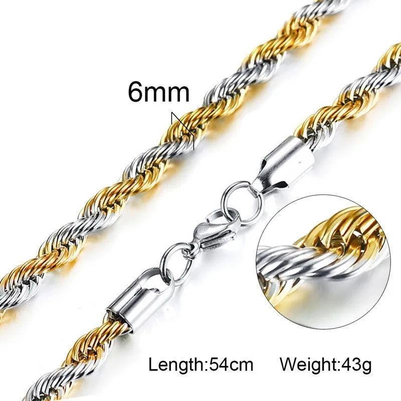 Gold Rope Chain Necklace for Men & Women