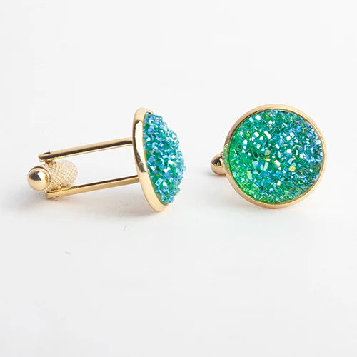 Rhinestone Round Cufflinks