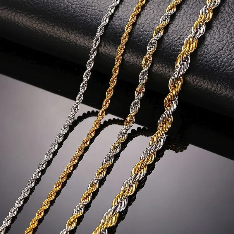 Gold Rope Chain Necklace for Men & Women