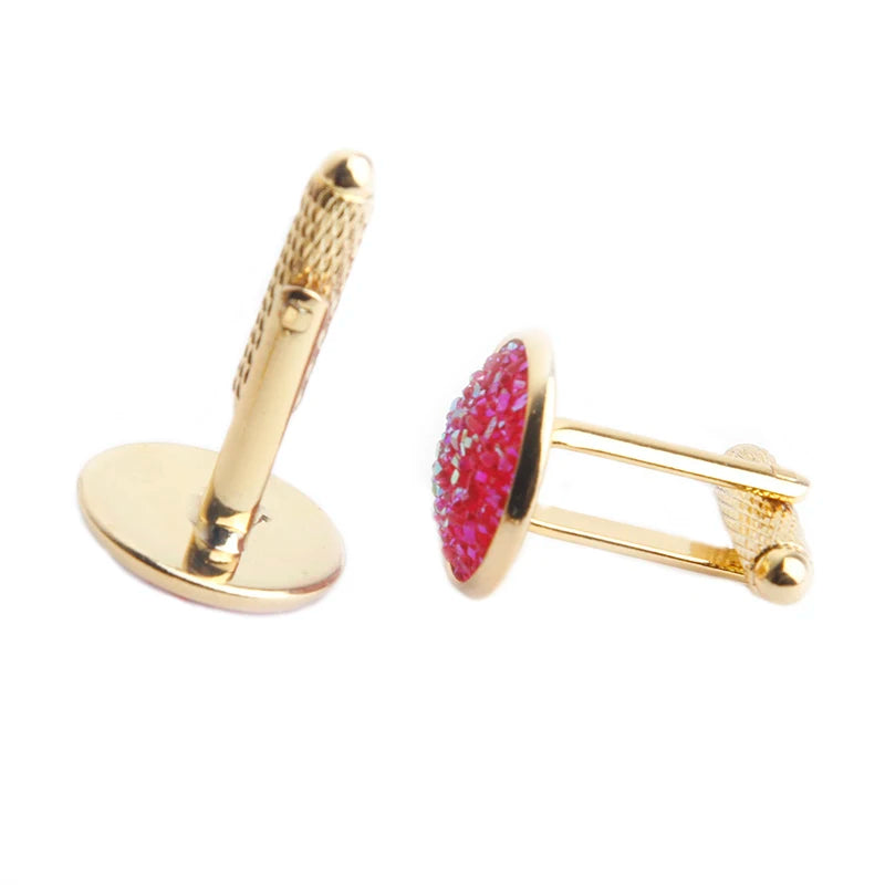 Rhinestone Round Cufflinks