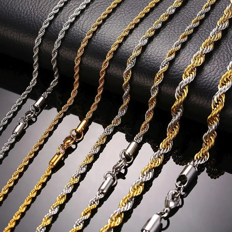 Gold Rope Chain Necklace for Men & Women