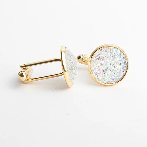 Rhinestone Round Cufflinks