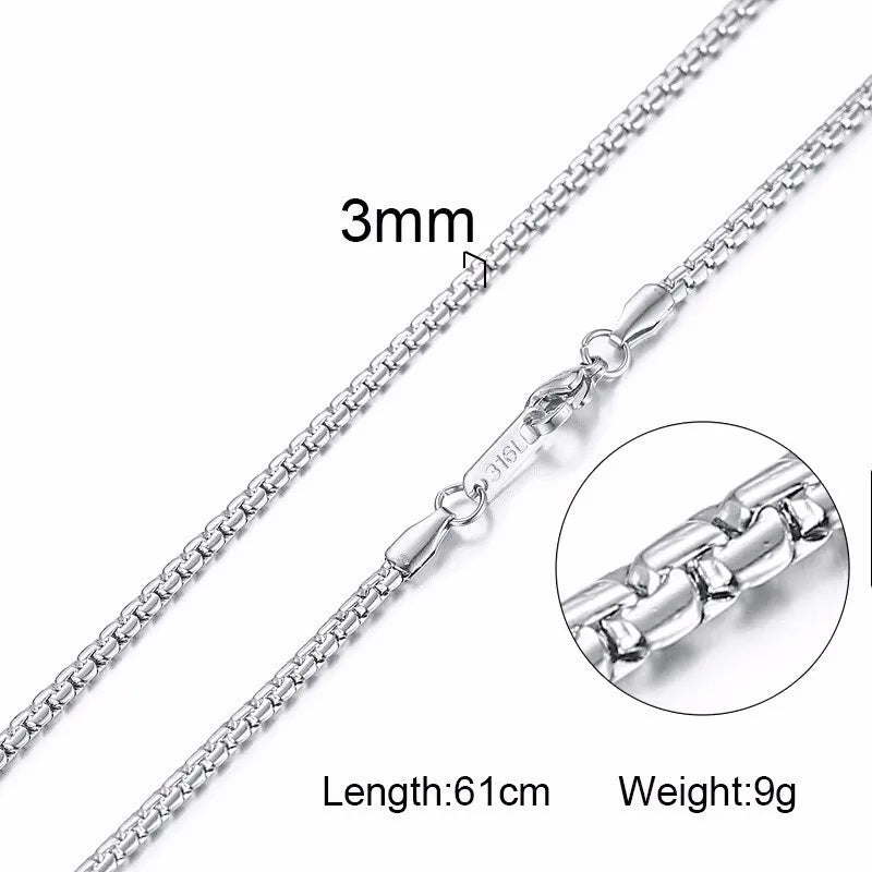 Men’s Silver Snake Chain Necklace, 24 Inch