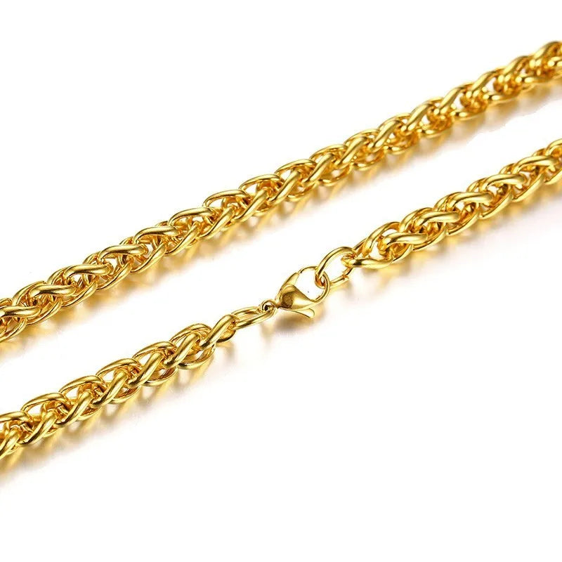 Luxury Gold Plated Wheat Chain Necklace for Men & Women
