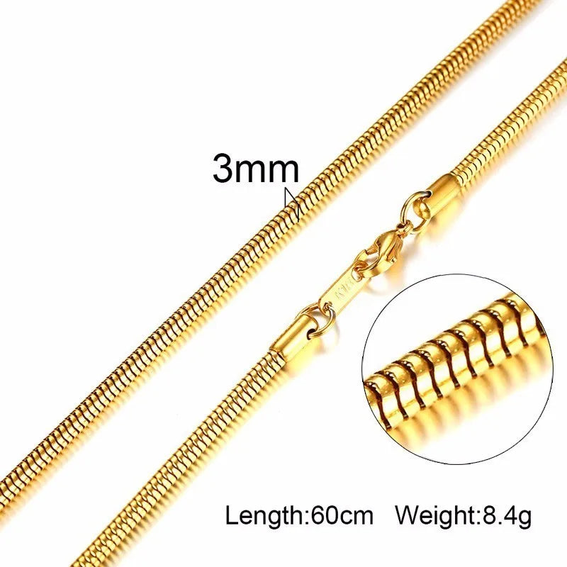 Gold Snake Chain Necklace for Men & Women