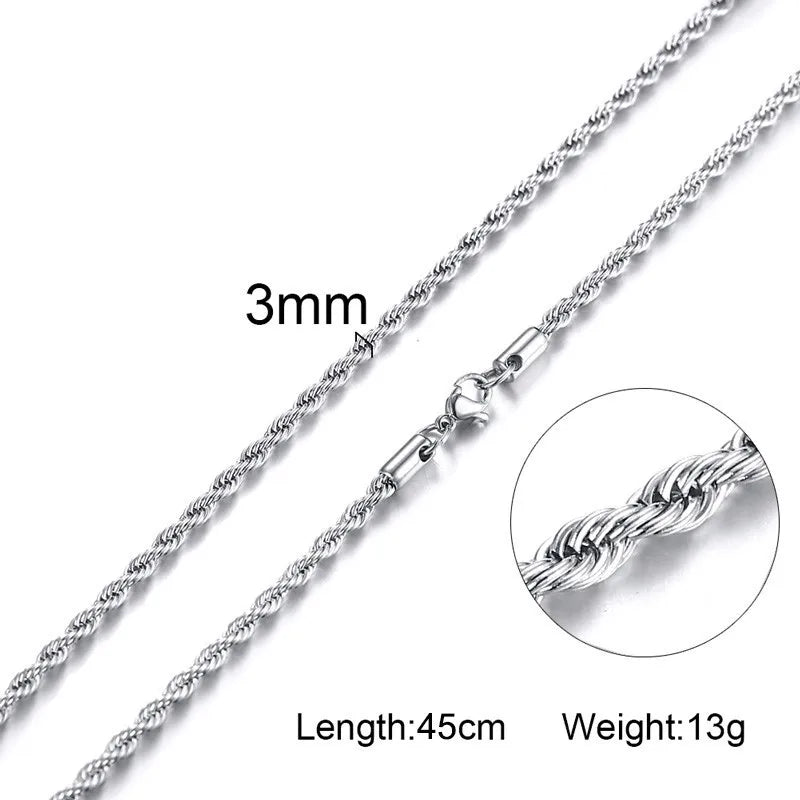 Gold Rope Chain Necklace for Men & Women