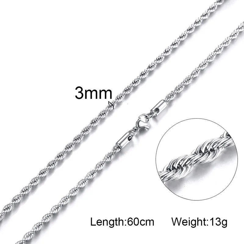 Gold Rope Chain Necklace for Men & Women
