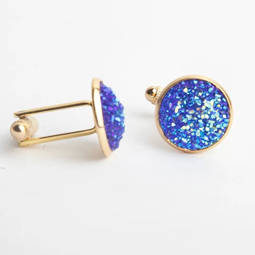 Rhinestone Round Cufflinks