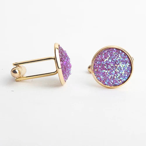 Rhinestone Round Cufflinks