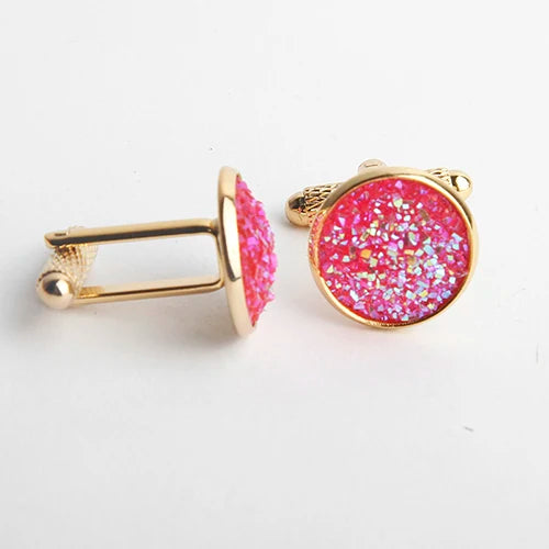 Rhinestone Round Cufflinks