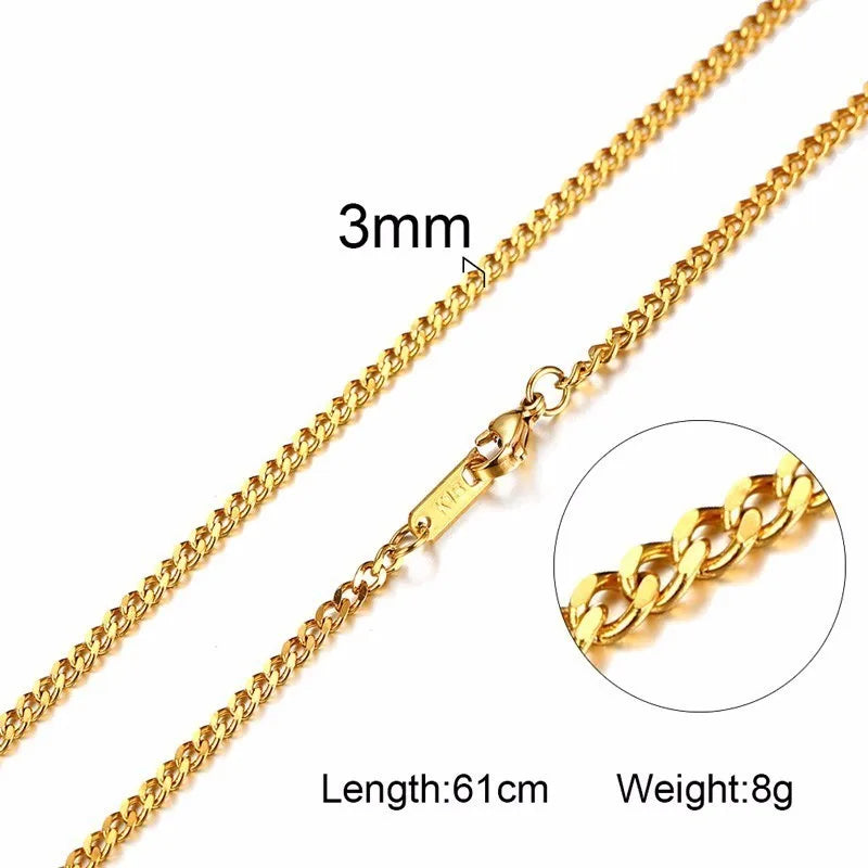 Gold Snake Chain Necklace for Men & Women