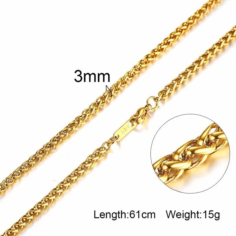 Gold Snake Chain Necklace for Men & Women