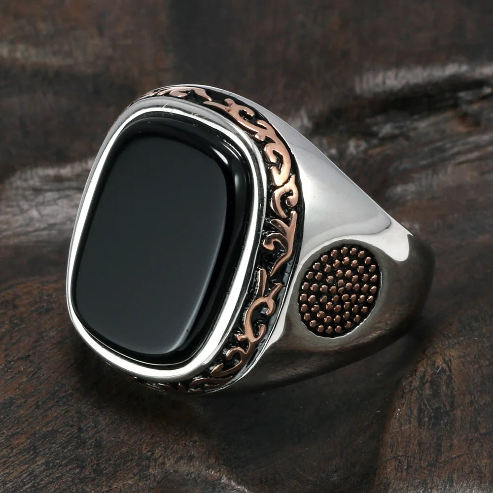 Men's Vintage Silver Onyx Ring
