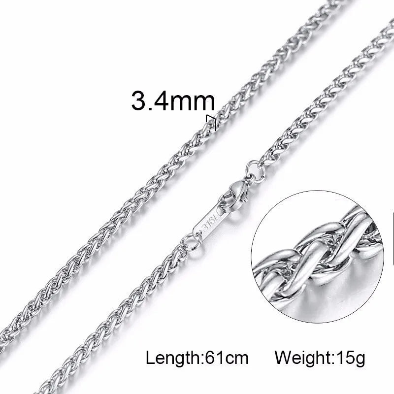 Men’s Silver Snake Chain Necklace, 24 Inch