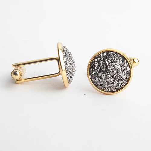 Rhinestone Round Cufflinks