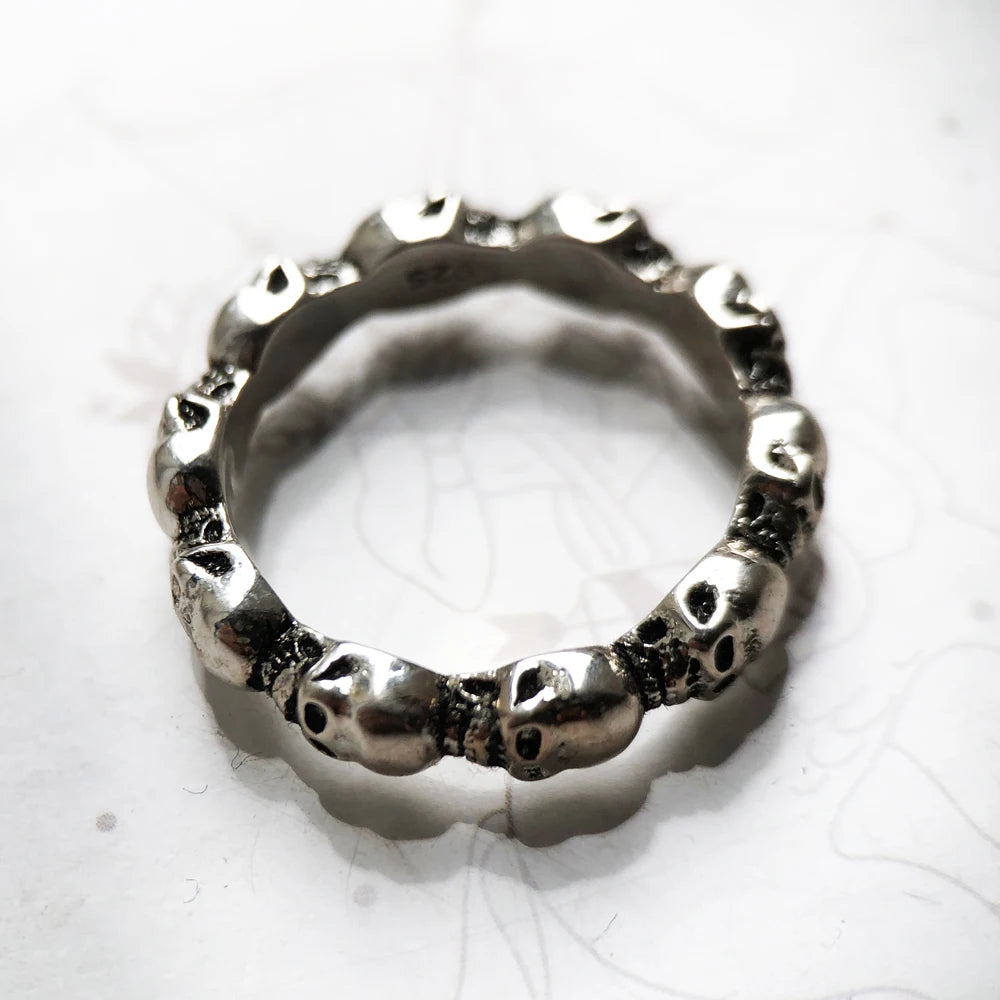 Skull Band Ring in 925 Sterling Silver