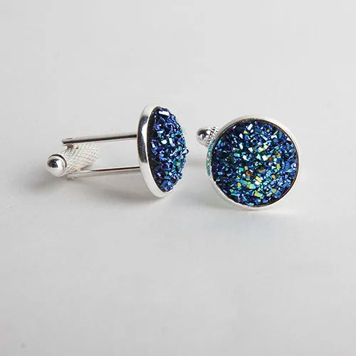Rhinestone Round Cufflinks
