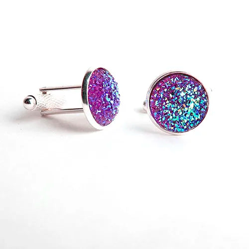 Rhinestone Round Cufflinks