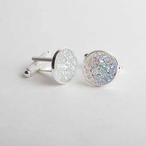 Rhinestone Round Cufflinks