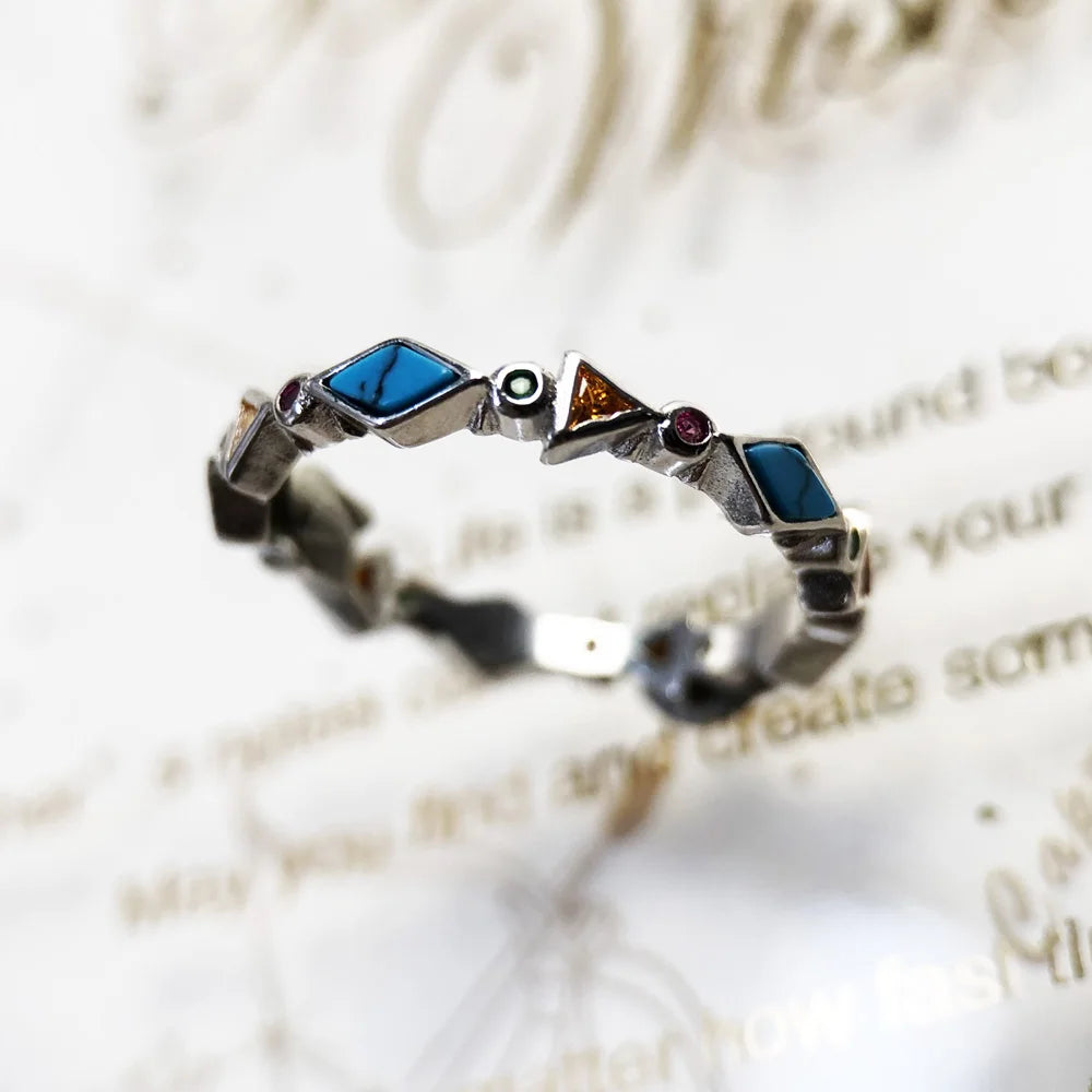 Turquoise Bohemian Silver Ring
