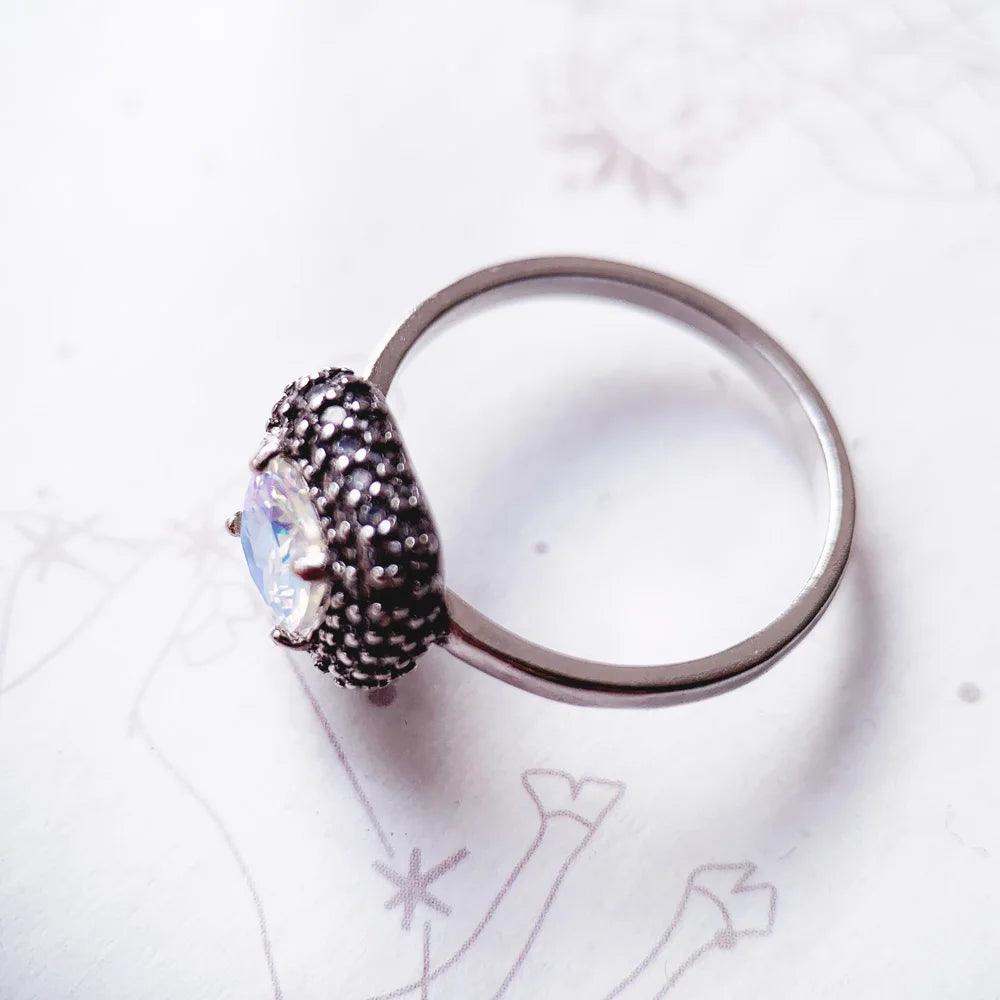 Iridescent Zircon Silver Ring